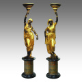 Kerzenhalter Statue Arabische Dame Kerzenhalter Bronze Skulptur TPE-120 &amp; 121 / 120L &amp; 121L